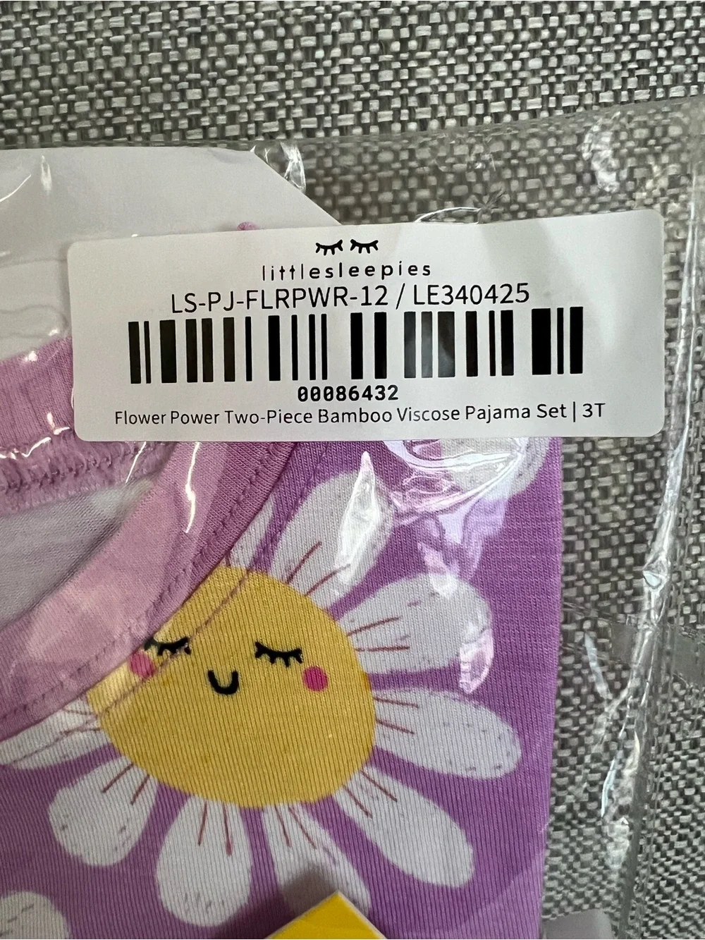 Little Sleepies Two-Piece Lavender Flower Power Pajama Set with Yellow Sunflower
